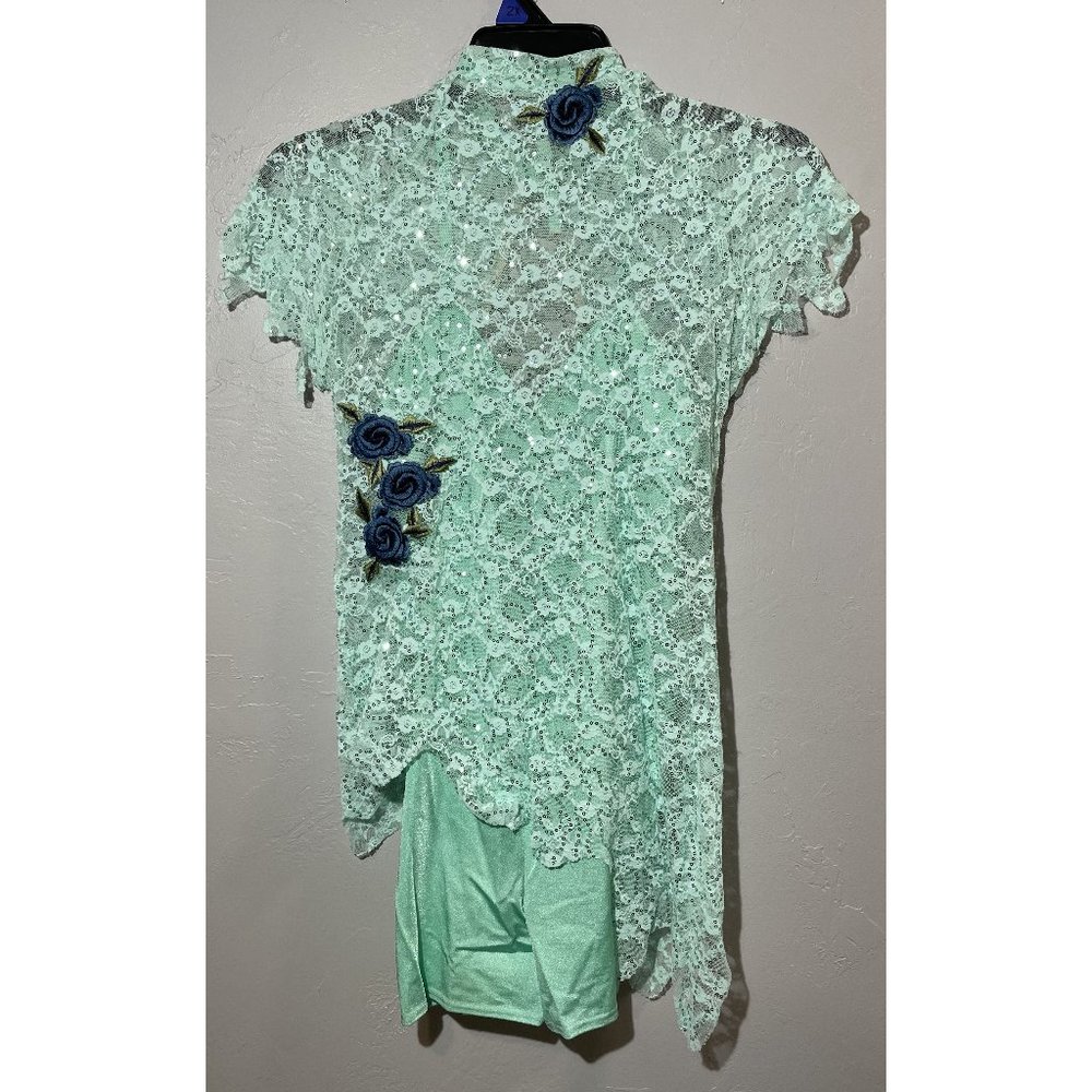 kelle mint lace dance leotard with corset back